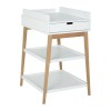 Verzorgingstafel met houten poten en lade  - Luiertafel hip met lade - wit/naturel